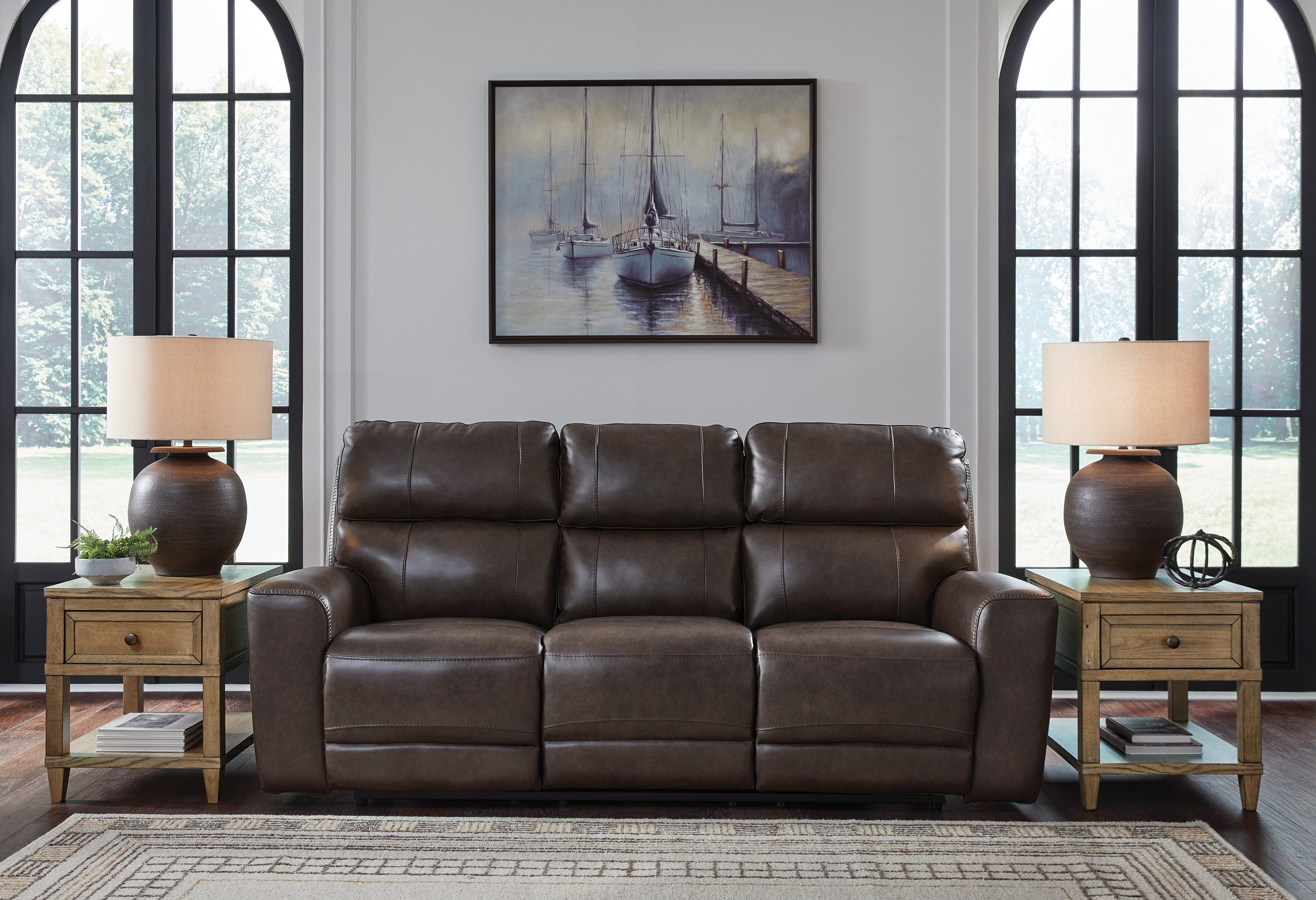 Crossplex Smoke Power Reclining Sofa, Loveseat and Recliner