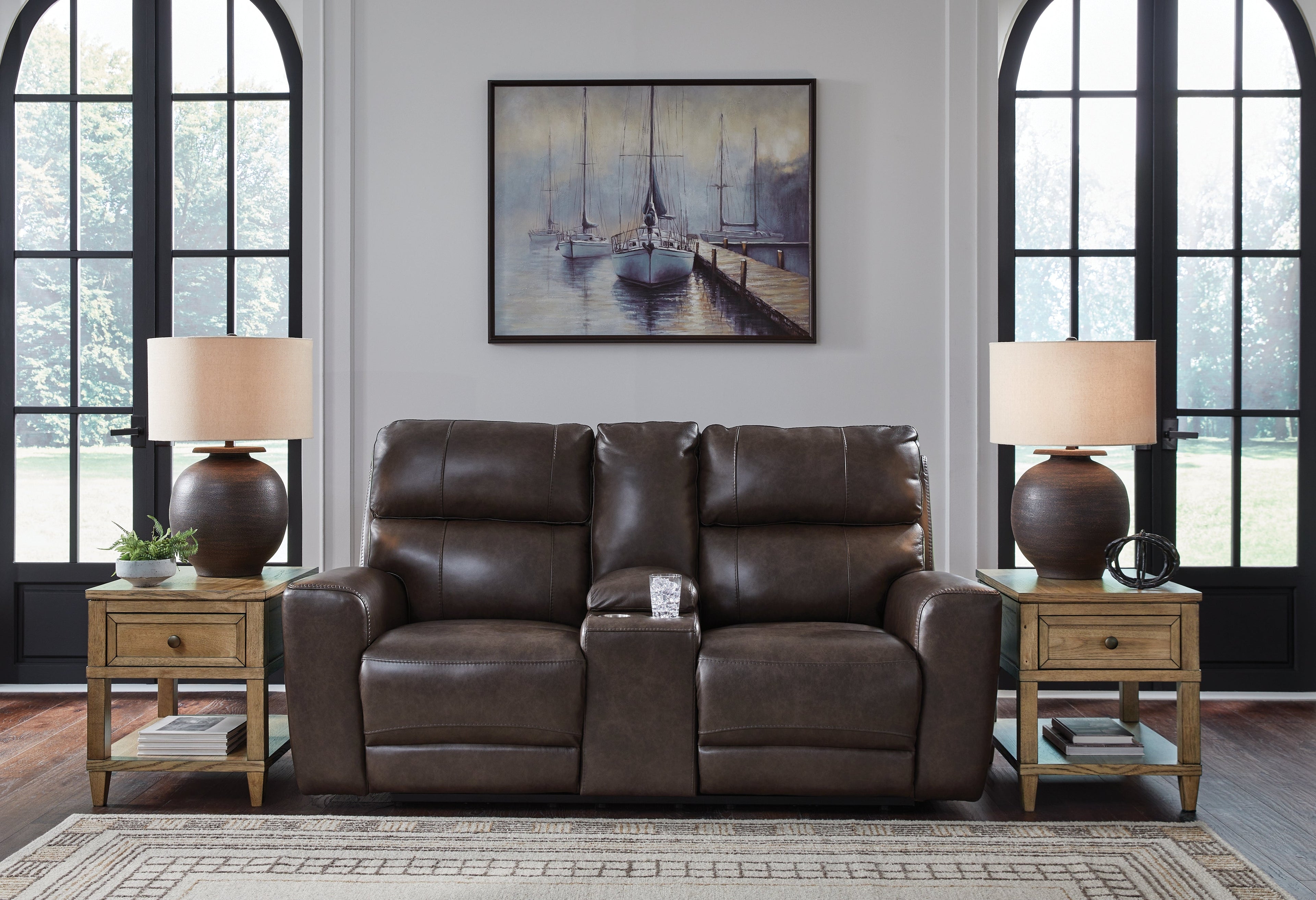 Crossplex Smoke Power Reclining Sofa, Loveseat and Recliner