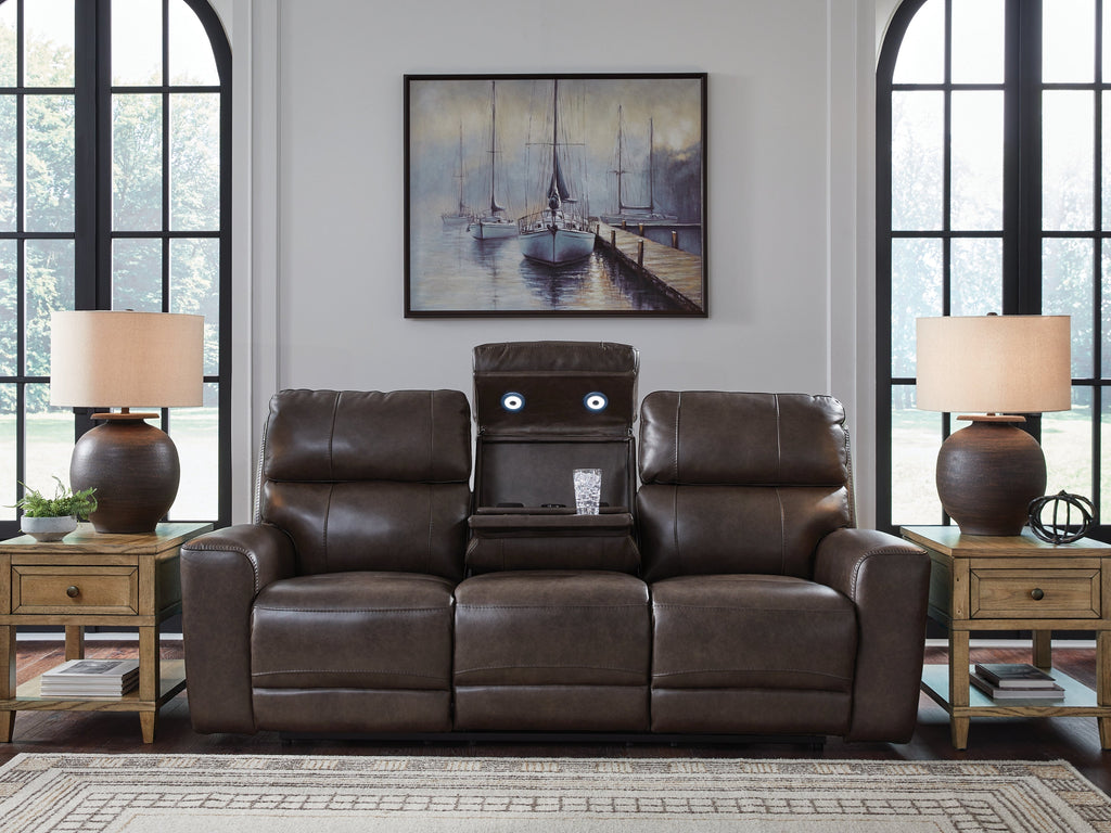 Crossplex Smoke Power Reclining Sofa with ADJ Headrest