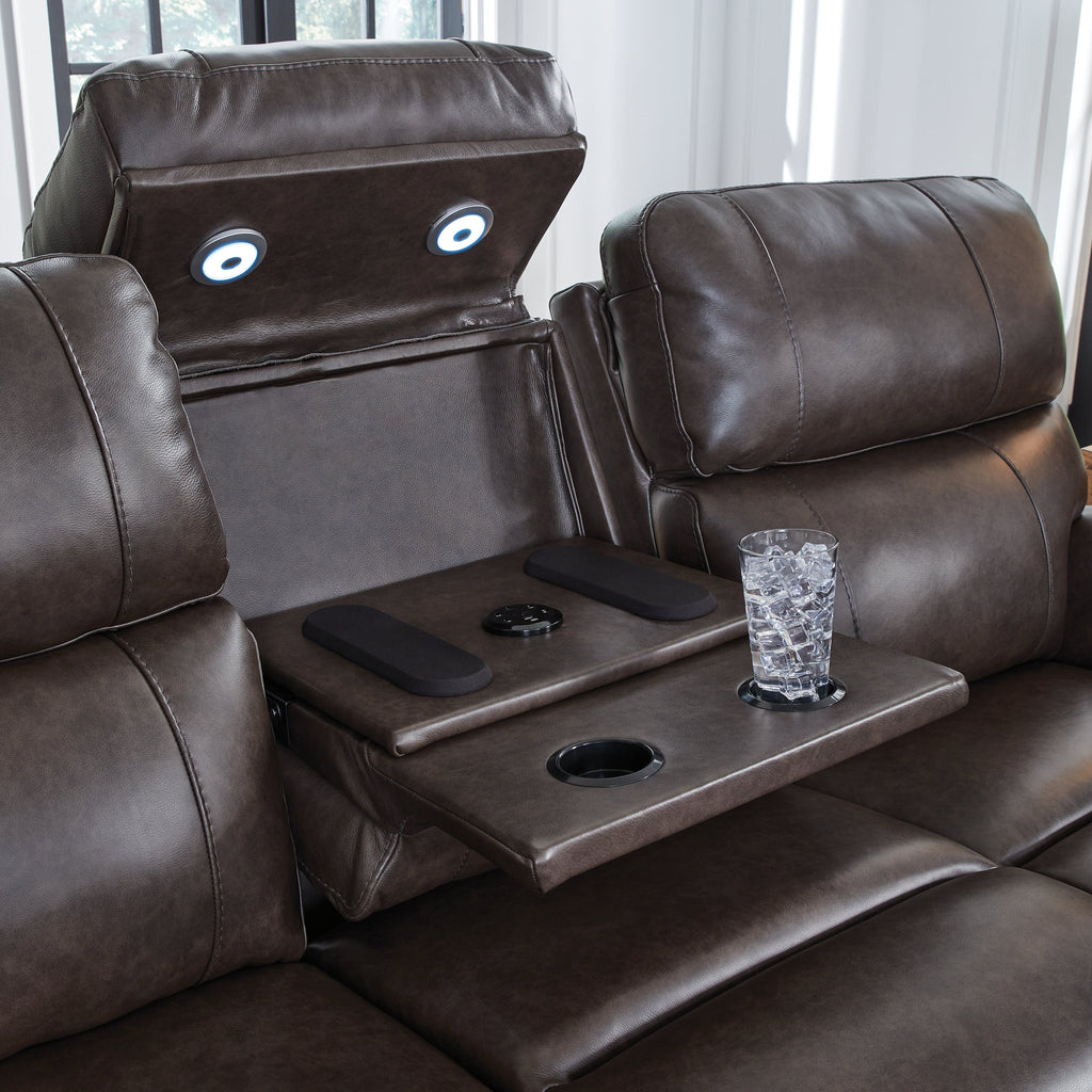 Crossplex Smoke Power Reclining Sofa with ADJ Headrest