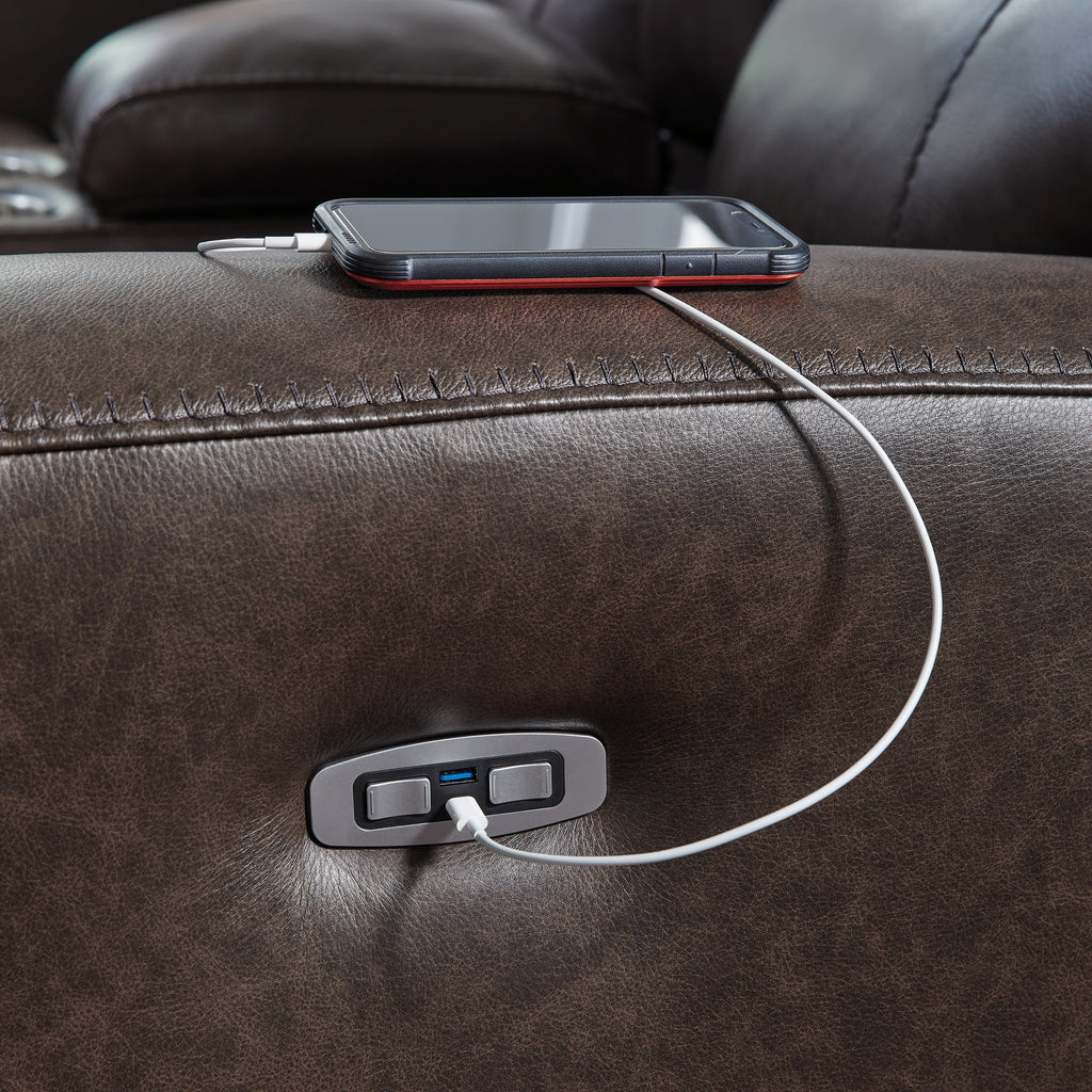 Crossplex Smoke Power Reclining Sofa with ADJ Headrest