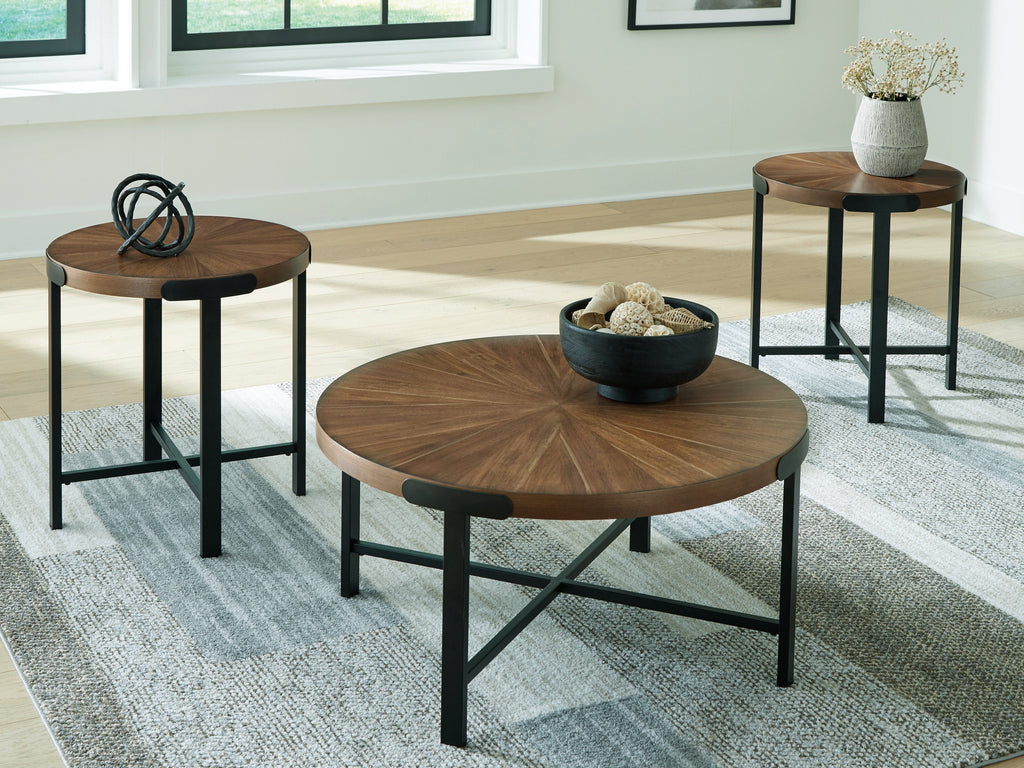 Crosstrail Brown Occasional Table Set (Set of 3)