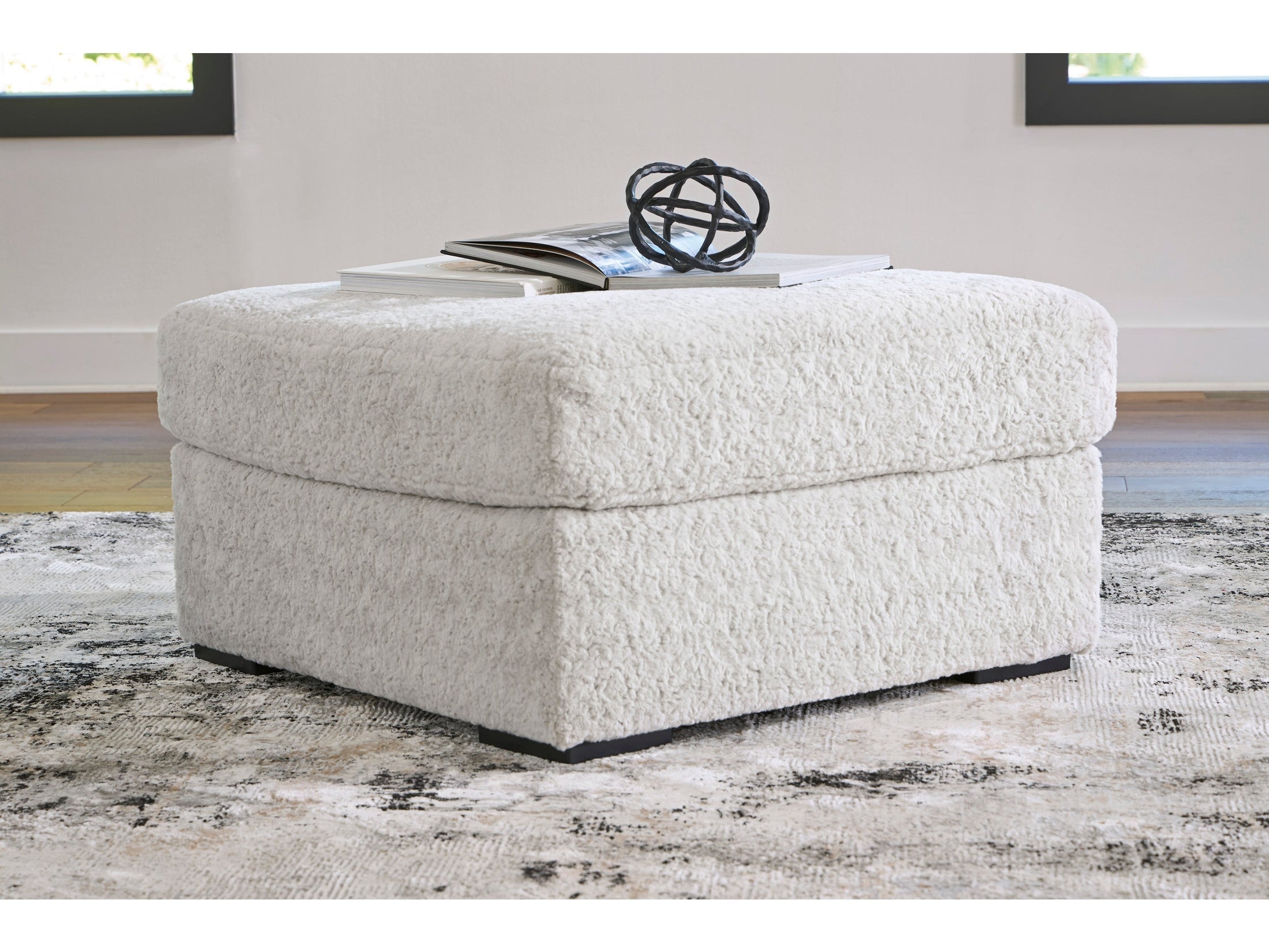 Cuddle Arctic Plush Oversized Accent Ottoman