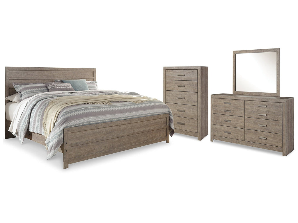 Culverbach Gray King Panel Bed & Dresser & Mirror & Chest