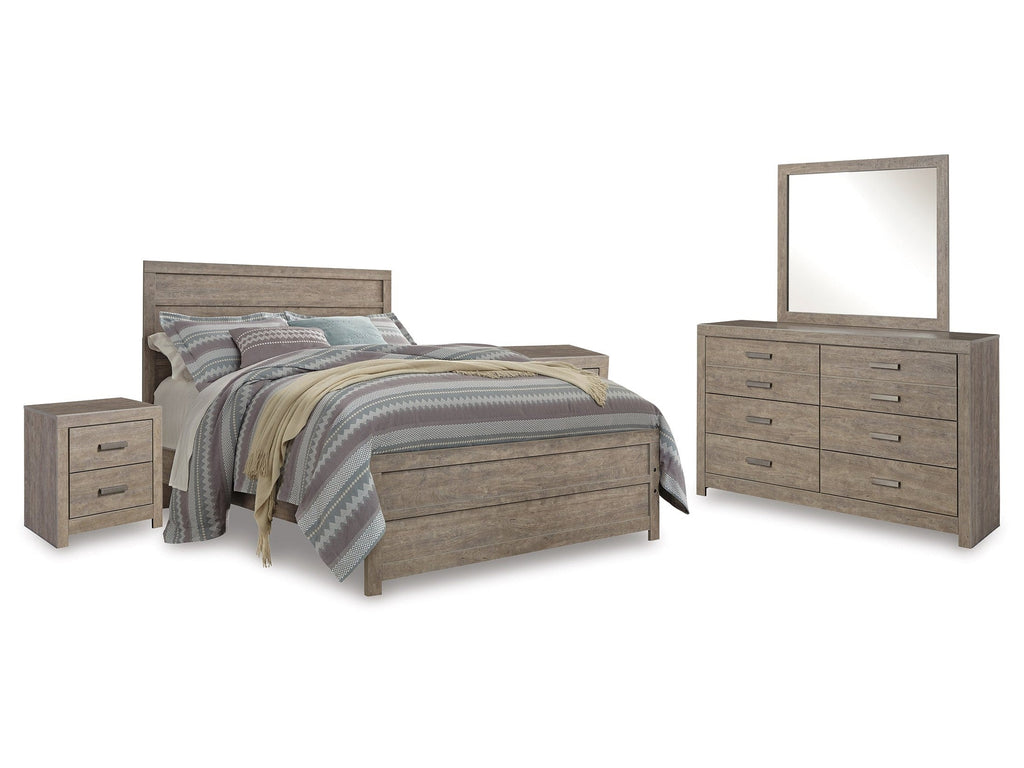 Culverbach Gray Queen Bed w/Mirrored Dresser & 2 Nightstand