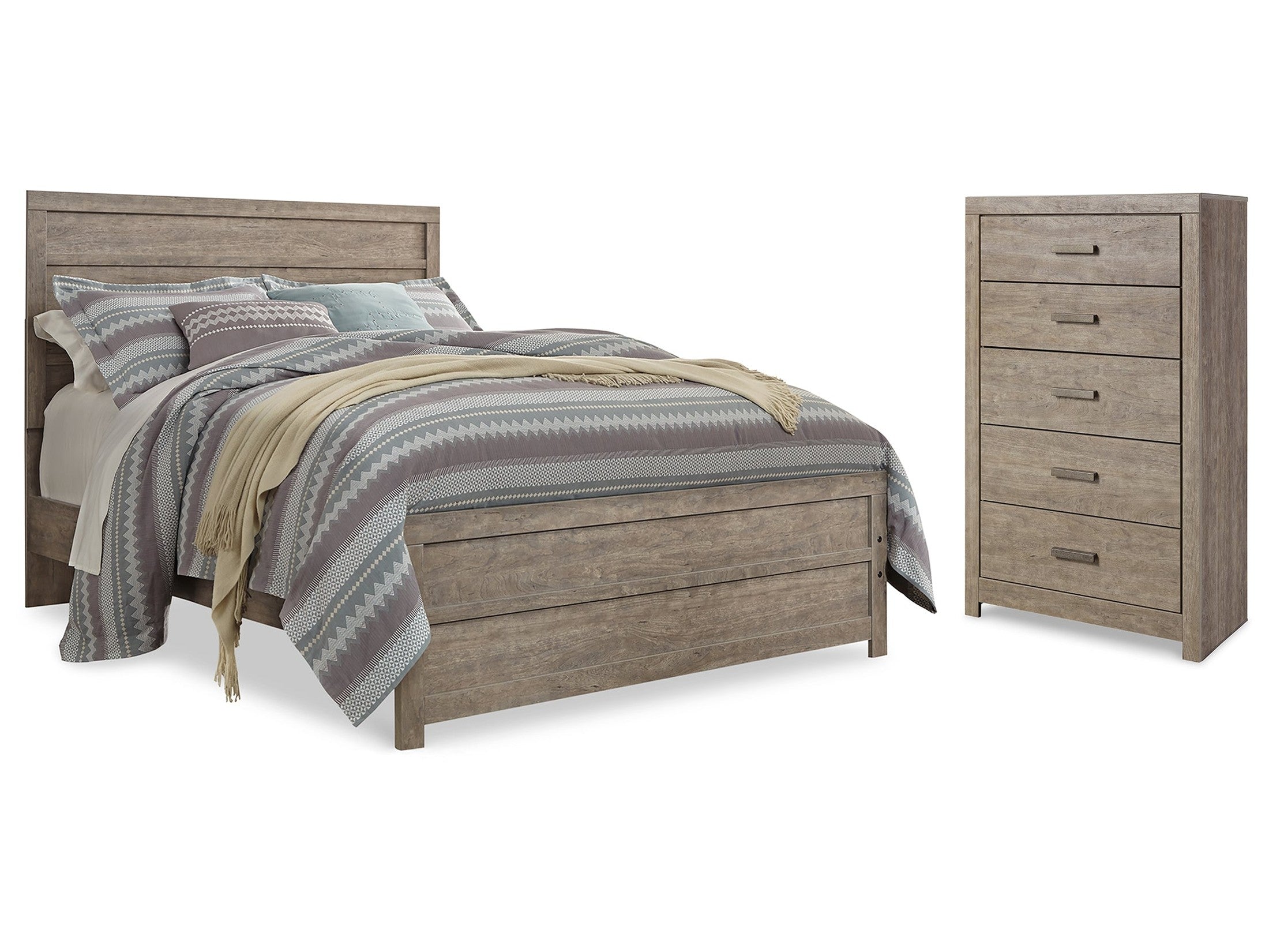 Culverbach Gray Queen Panel Bedroom Set with Chest