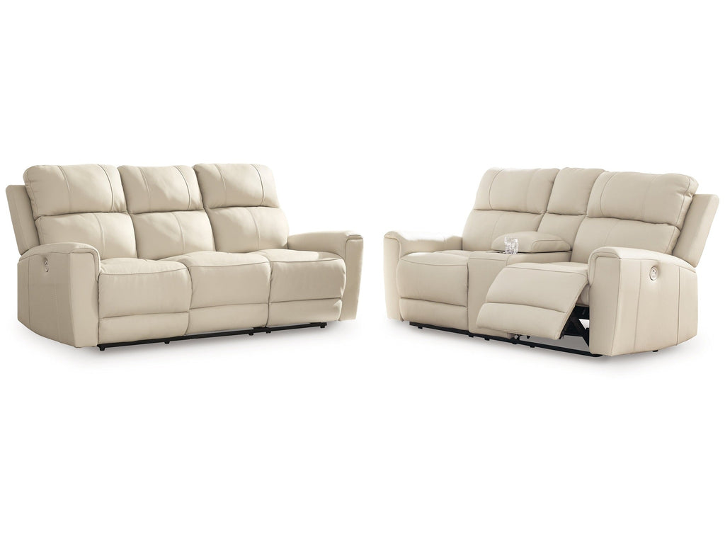 Dahlmoore Almond Power Reclining Sofa and Loveseat