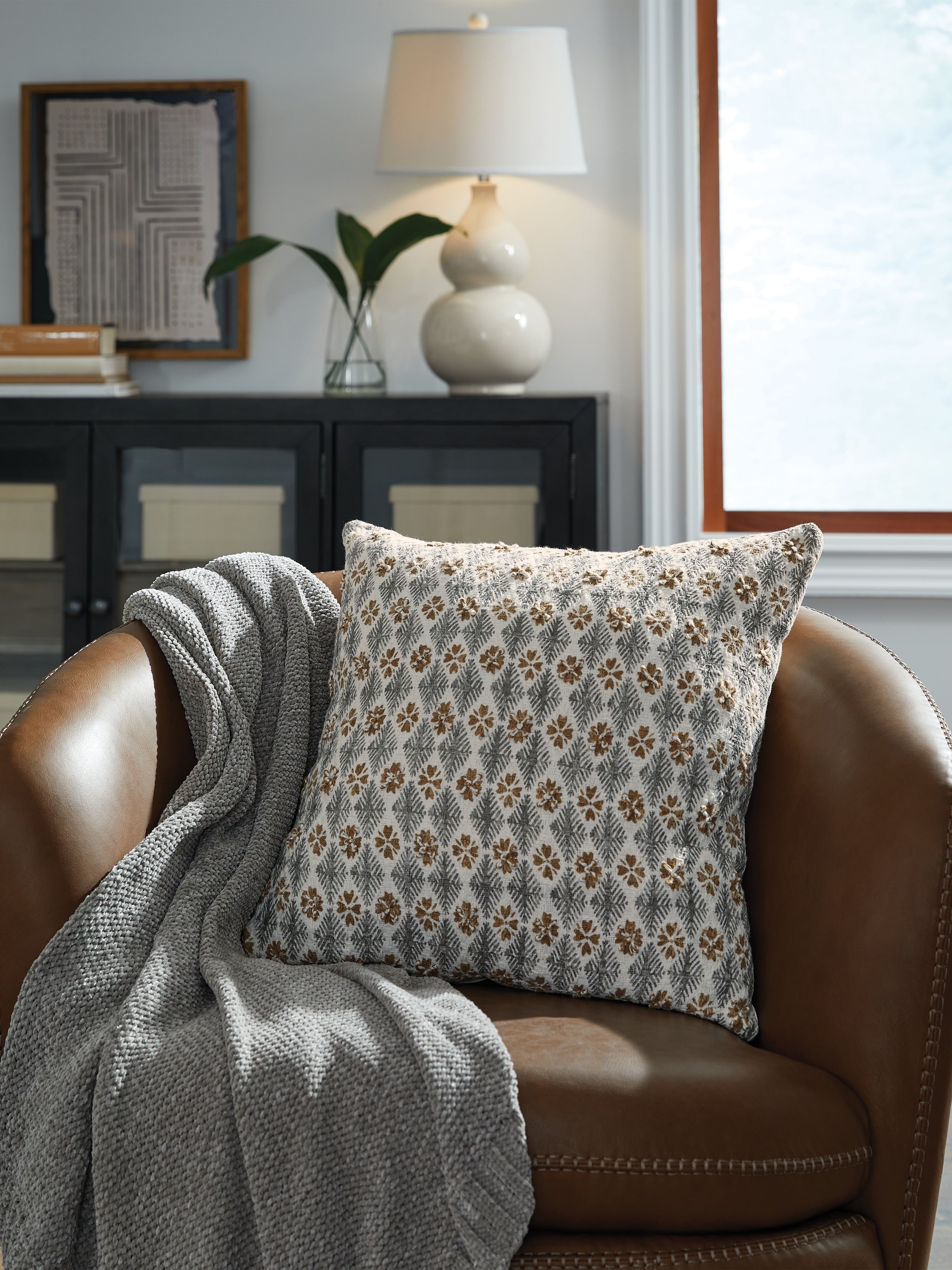 Dainwick White/Gray/Brown Pillow