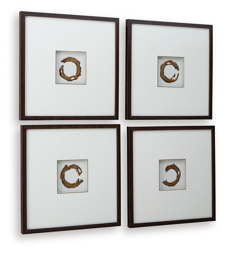 Dallbourne White/Gold Wall Art Set (Set of 4)