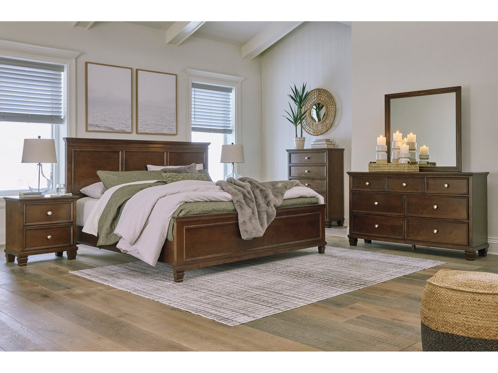 Danabrin California King Panel 6 Pc Bedroom Set w/ 2 Nightstands, Brown