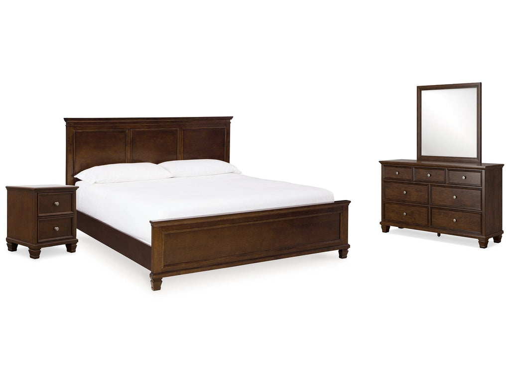 Danabrin Brown King Panel Bed & Dresser & Mirror & Nightstand