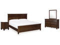 Danabrin Brown King Panel Bed & Dresser & Mirror & Nightstand