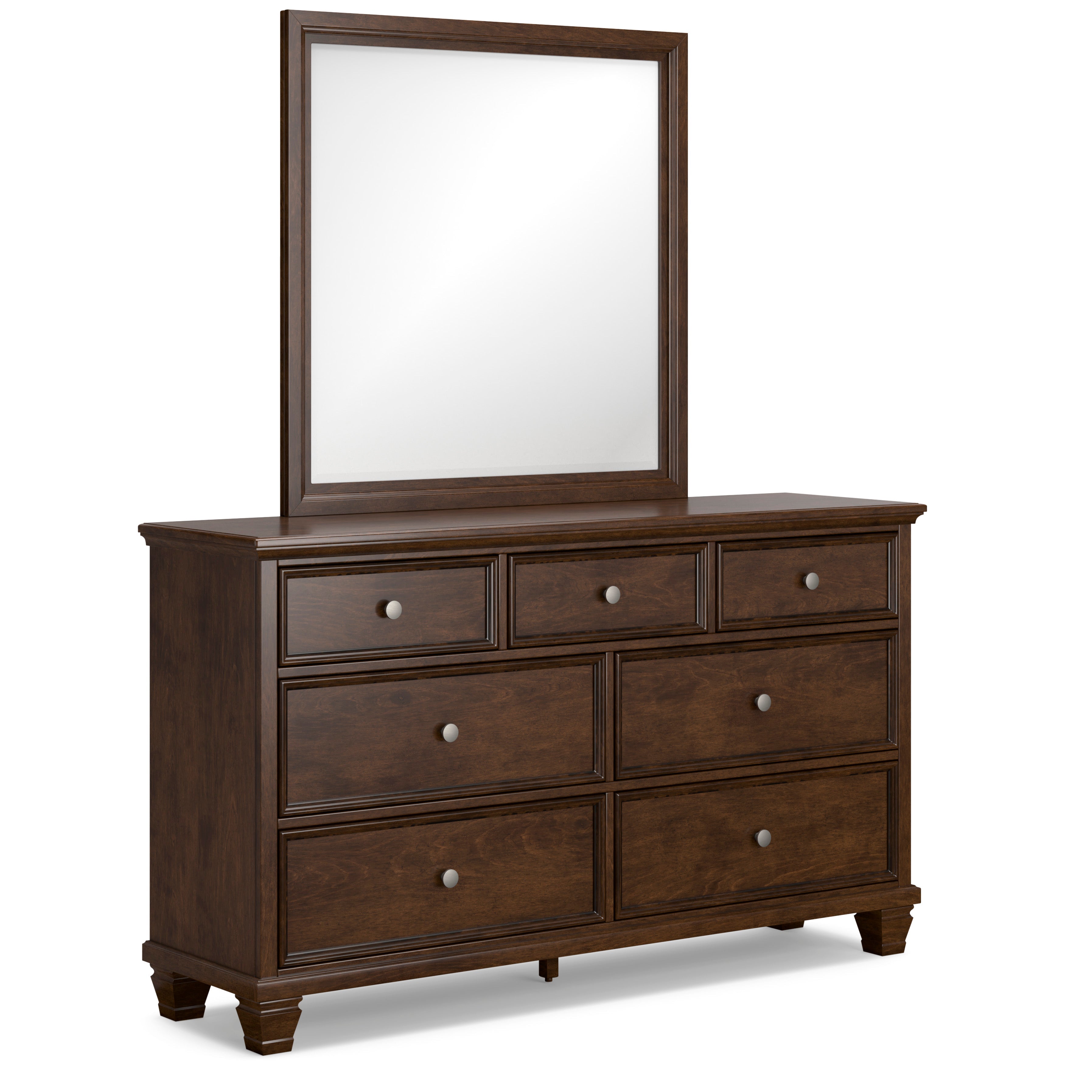 Danabrin Brown King Panel Bed & Dresser & Mirror & Nightstand