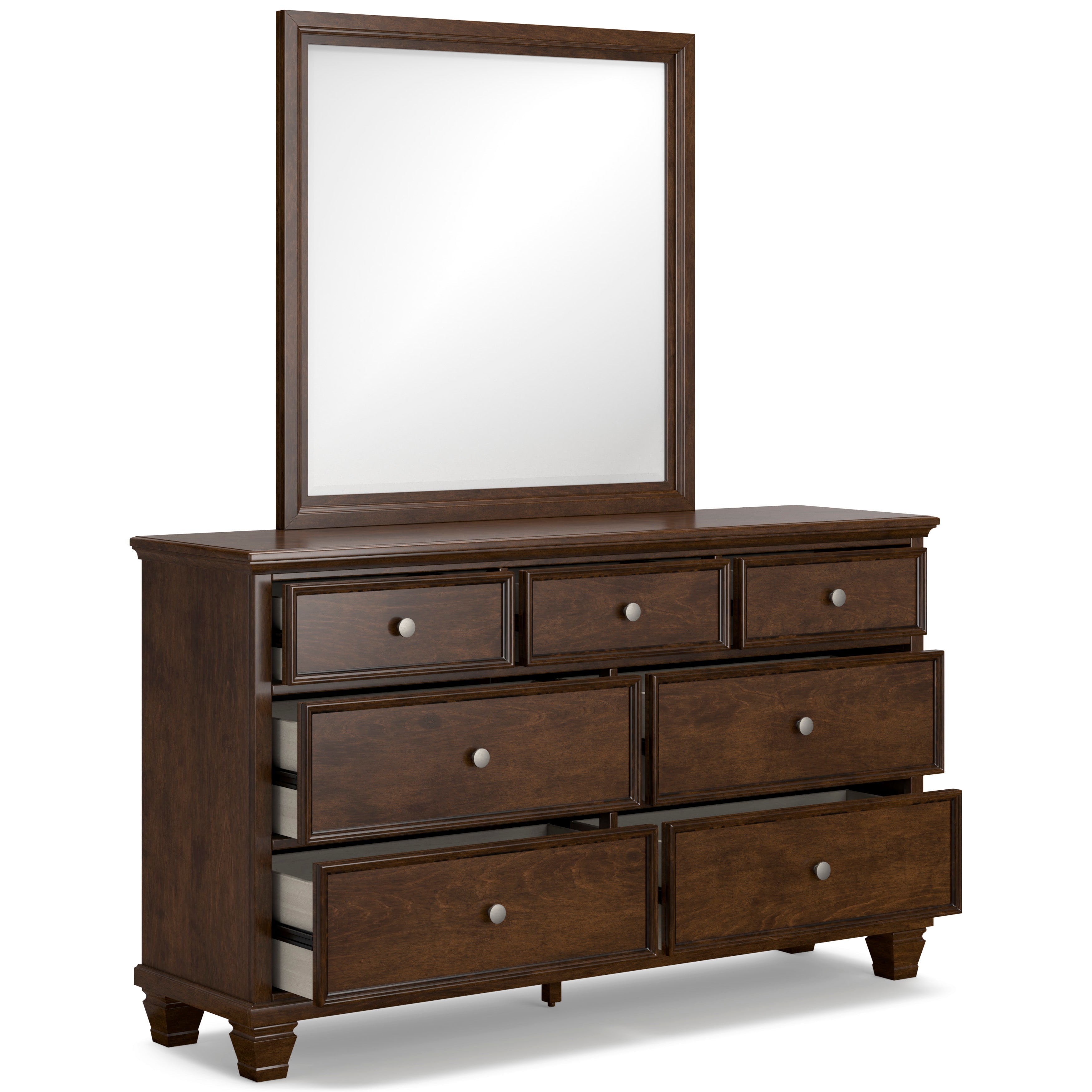 Danabrin Brown King Panel Bed & Dresser & Mirror & Nightstand