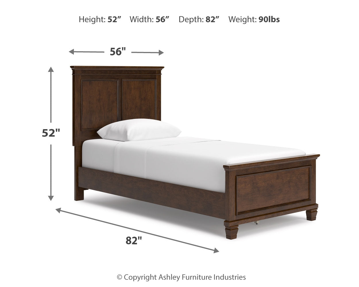 Danabrin Brown Twin Panel 5-Piece Bedroom Set w/ 2 Nightstands