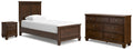 Danabrin Brown Twin Panel Bed, Dresser and Nightstand