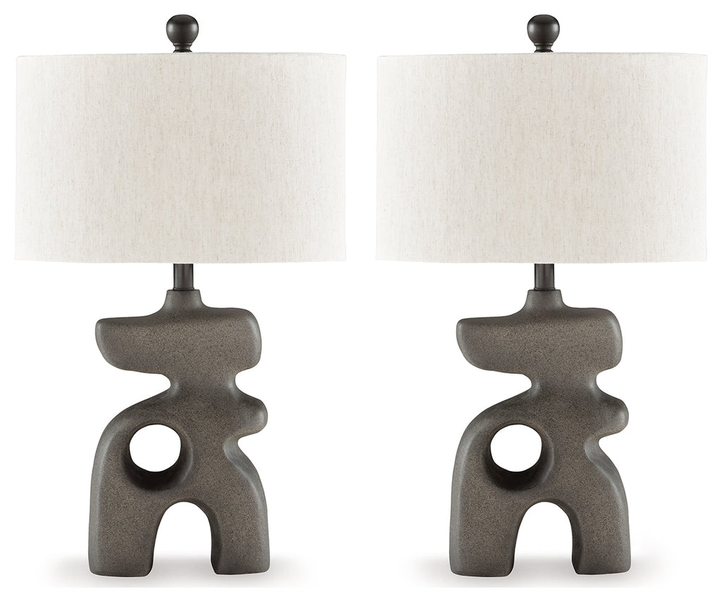 Danacy Distressed Black Table Lamp (Set of 2)
