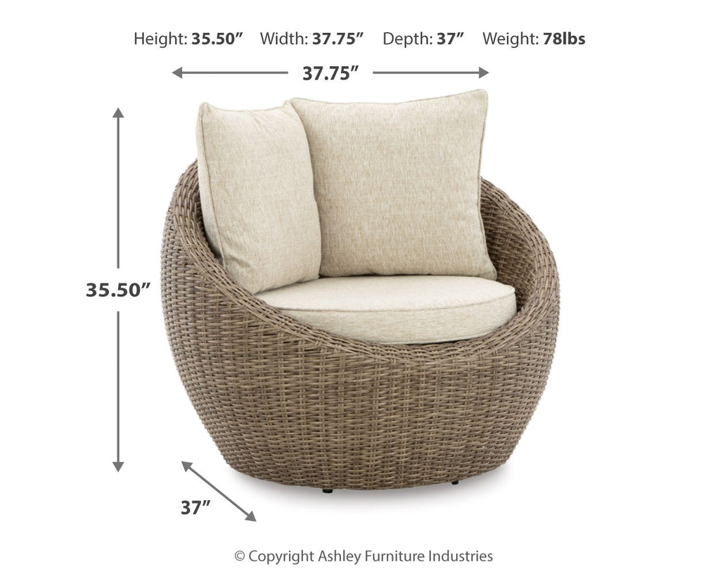 Danson Beige 2 Swivel Lounge Chairs and End Table
