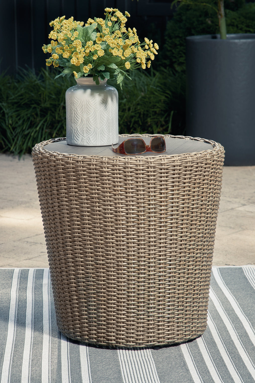 Danson Beige 2 Swivel Lounge Chairs and End Table