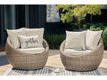 Danson Beige Outdoor Swivel Lounge Chair w/ Cushion (Set of 2)