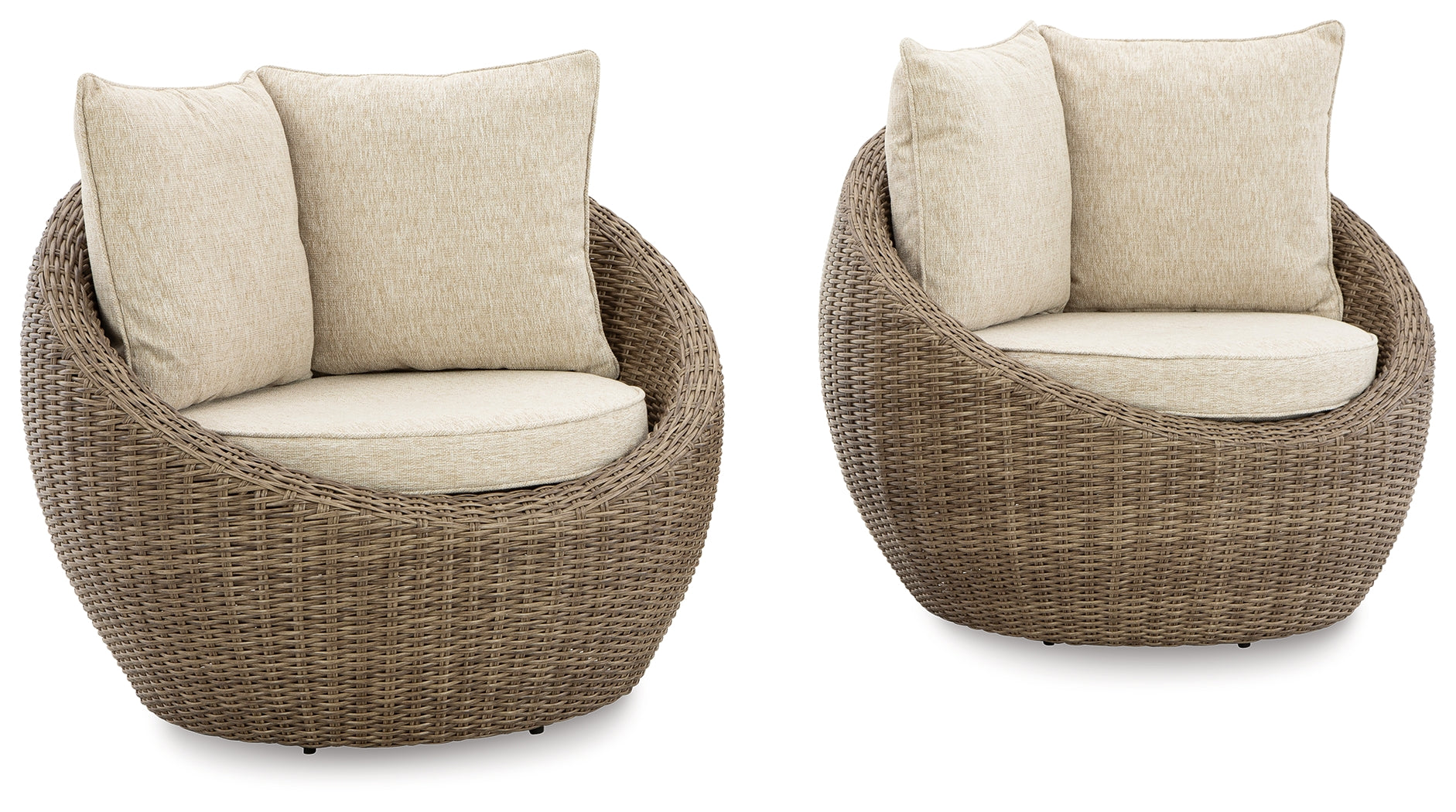 Danson Beige Outdoor Swivel Lounge Chair w/ Cushion (Set of 2)