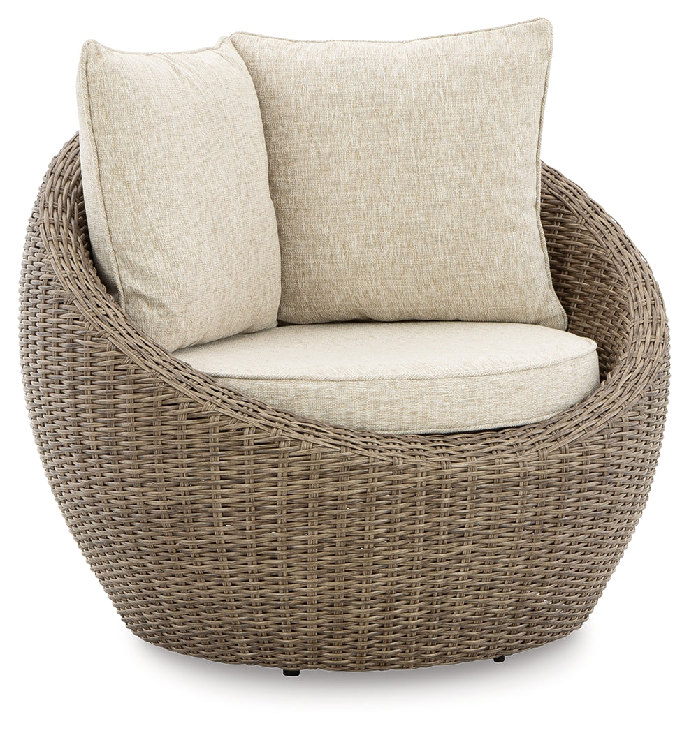 Danson Beige Outdoor Swivel Lounge Chair w/ Cushion (Set of 2)