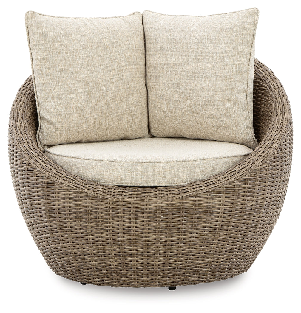 Danson Beige Outdoor Swivel Lounge Chair w/ Cushion (Set of 2)
