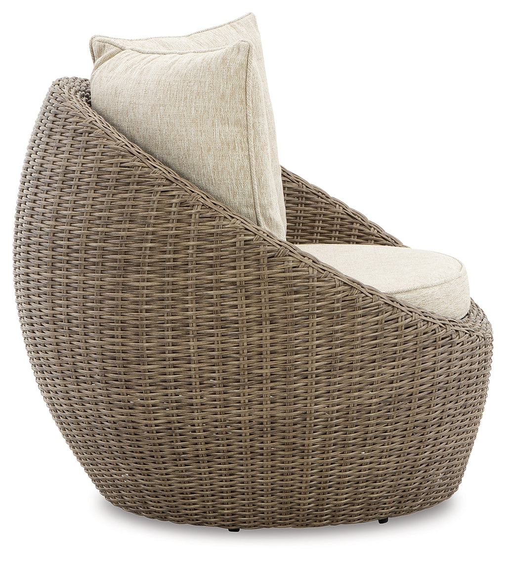 Danson Beige Outdoor Swivel Lounge Chair w/ Cushion (Set of 2)