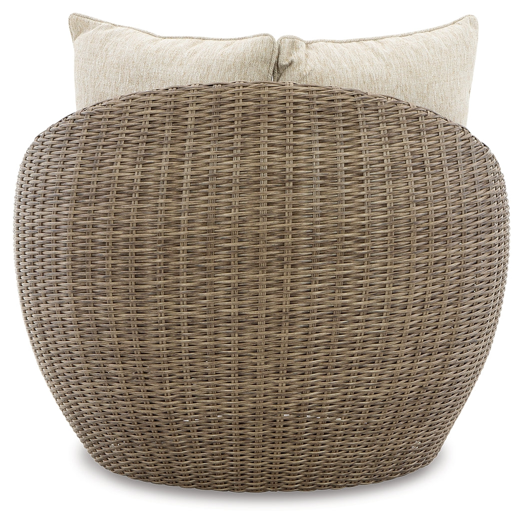 Danson Beige Outdoor Swivel Lounge Chair w/ Cushion (Set of 2)