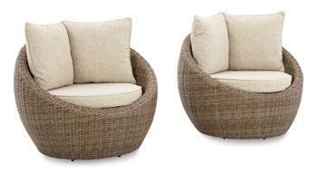 Danson Beige Outdoor Swivel Lounge Chair w/ Cushion (Set of 2)