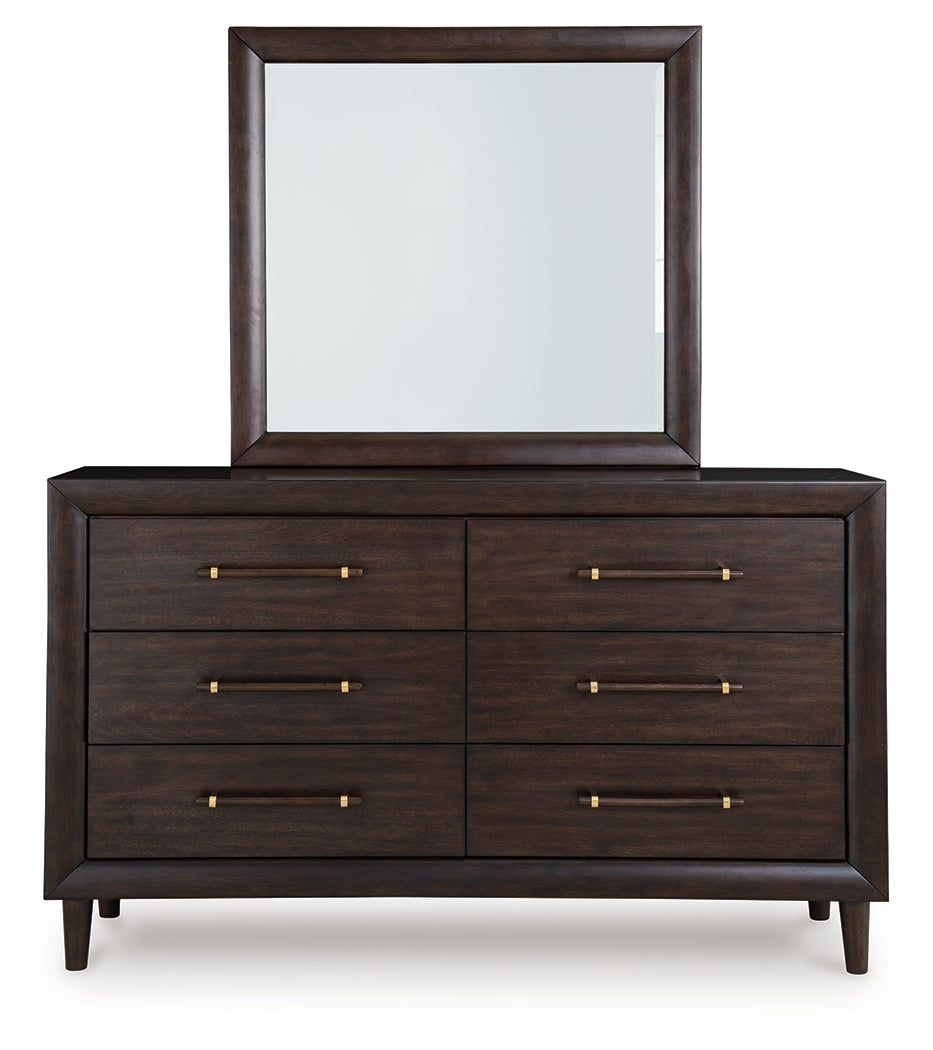 Dantenton Merlot Queen Panel Bed, Dresser and Mirror