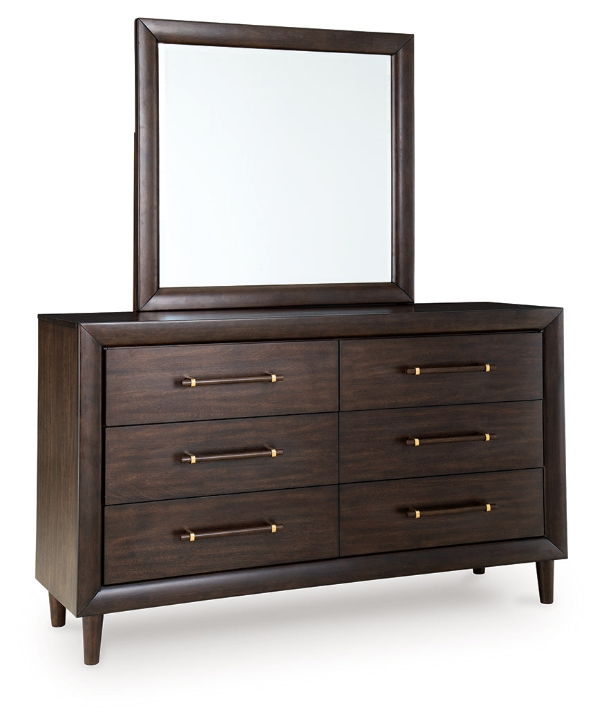 Dantenton Merlot Queen Panel Bed, Dresser and Mirror