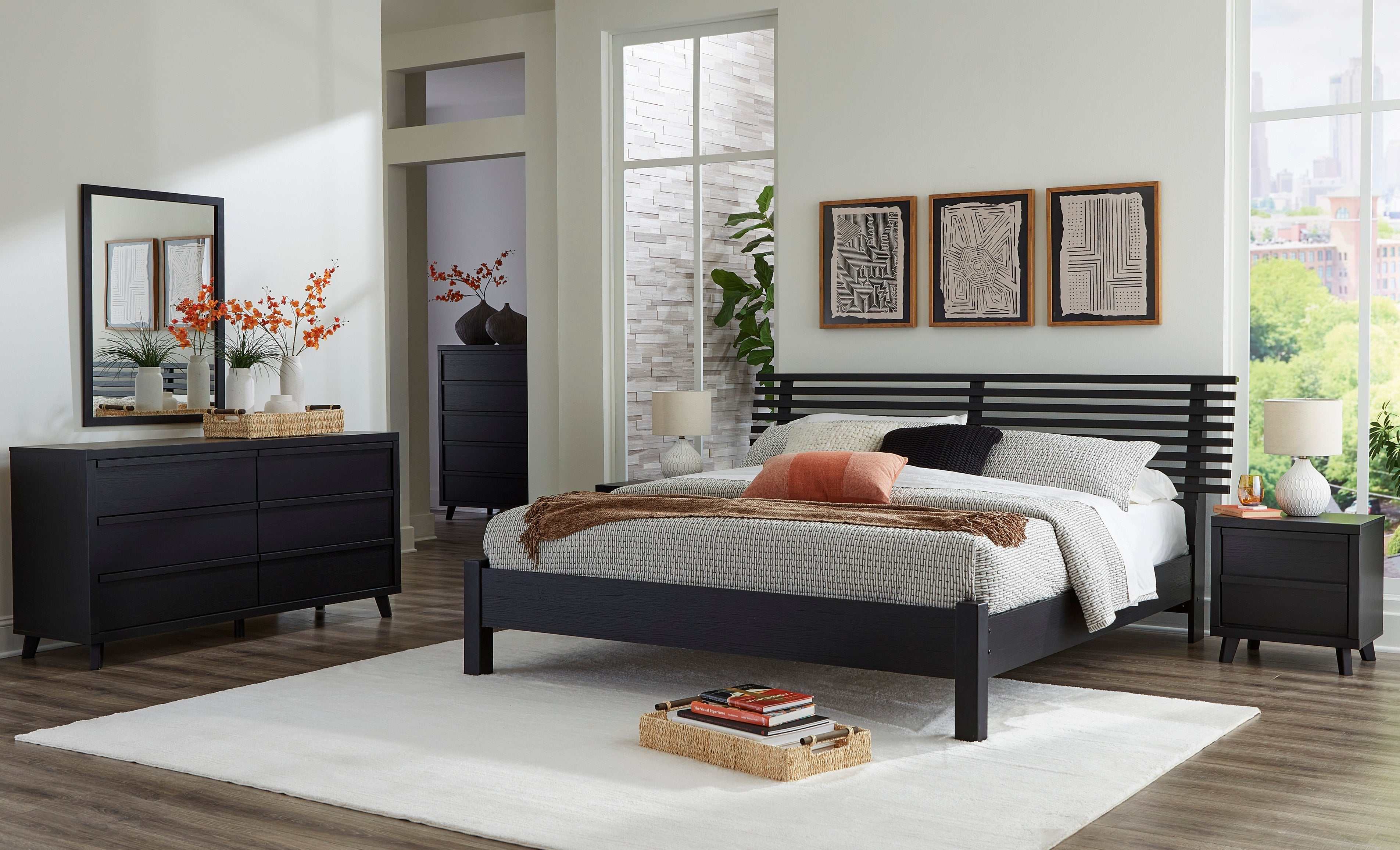 Danziar Black Dresser & Mirror