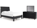 Danziar Black Full Panel Bed, Dresser and Mirror