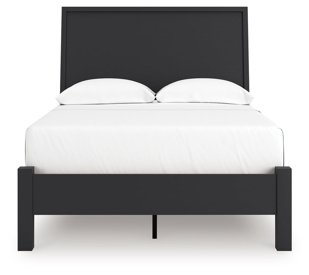 Danziar Black Full Panel Bed, Dresser and Mirror