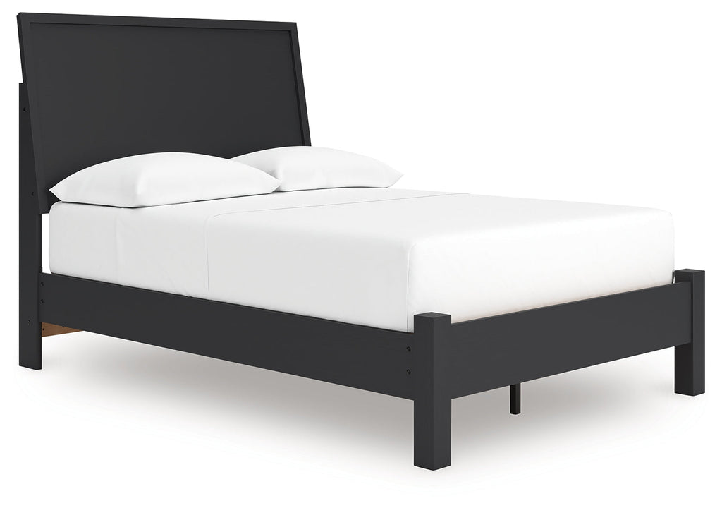 Danziar Black Full Panel Bed, Dresser and Mirror