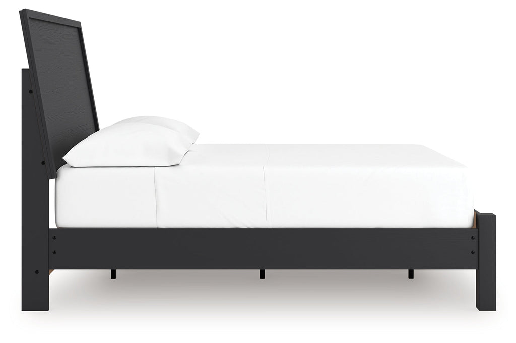 Danziar Black Full Panel Bed, Dresser and Mirror