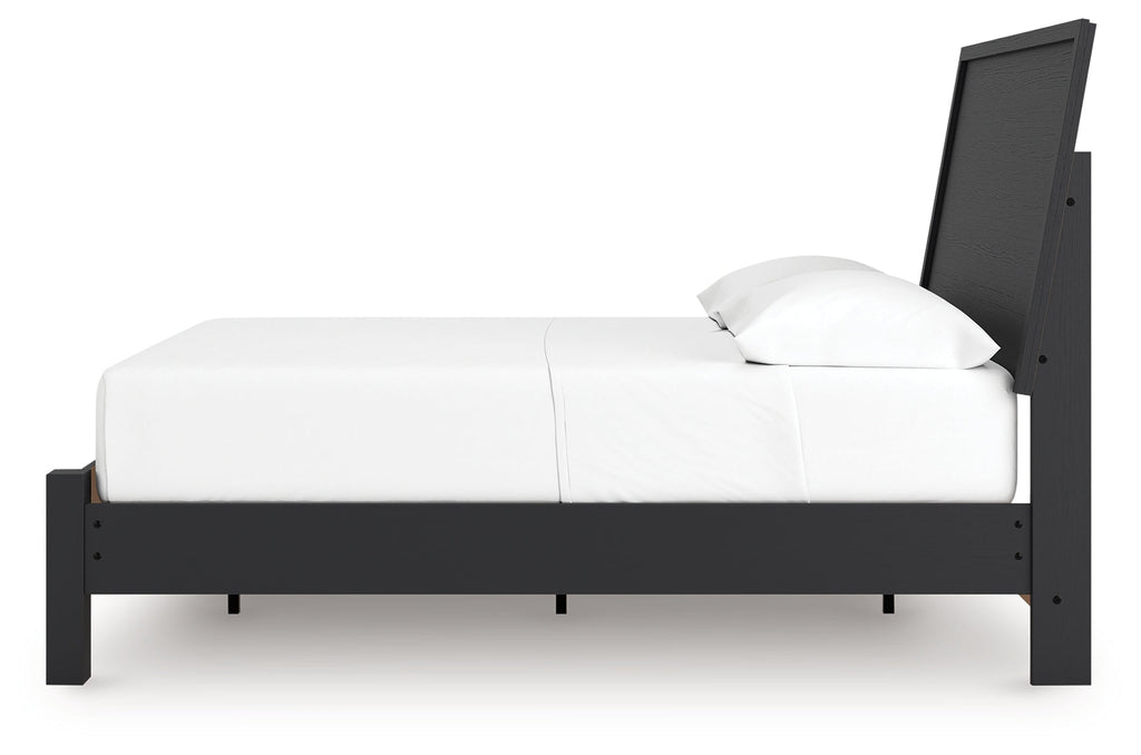 Danziar Black Full Panel Bed, Dresser and Mirror