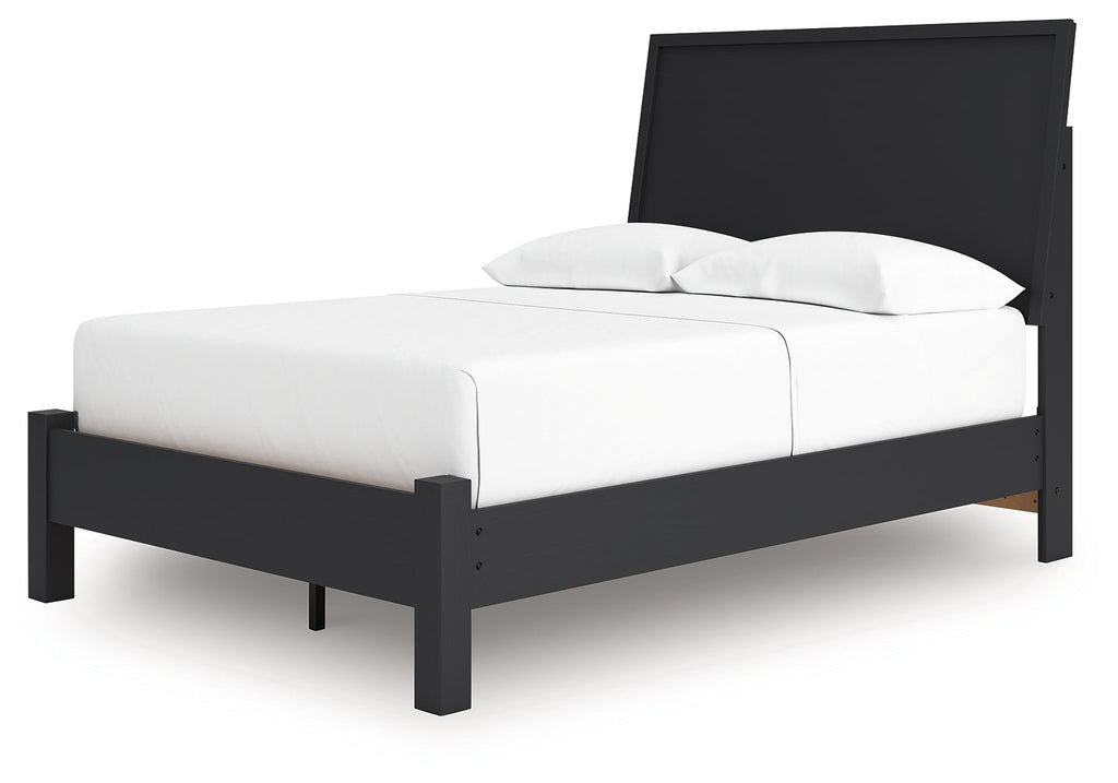 Danziar Black Full Panel Bed, Dresser and Mirror
