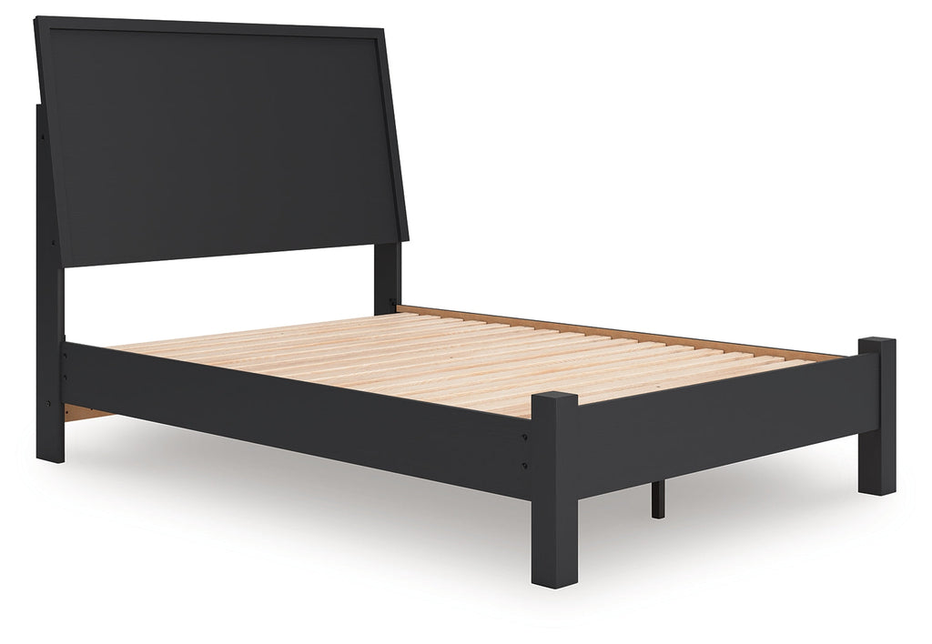 Danziar Black Full Panel Bed, Dresser and Mirror
