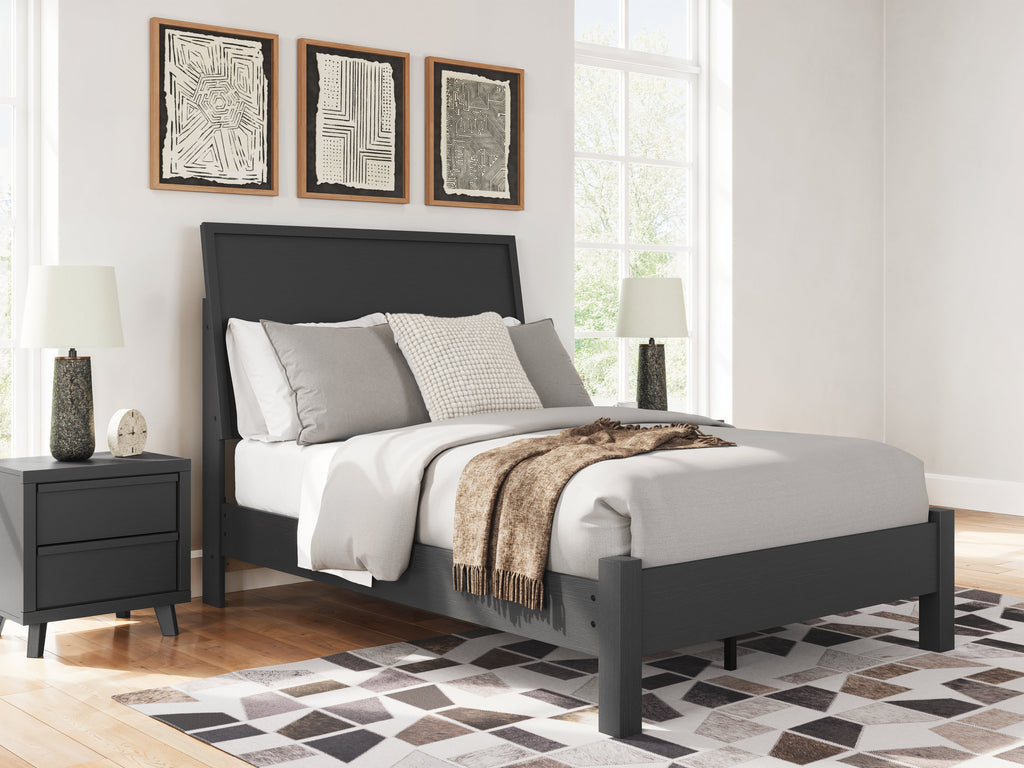 Danziar Black Full Panel Bed, Dresser and Mirror