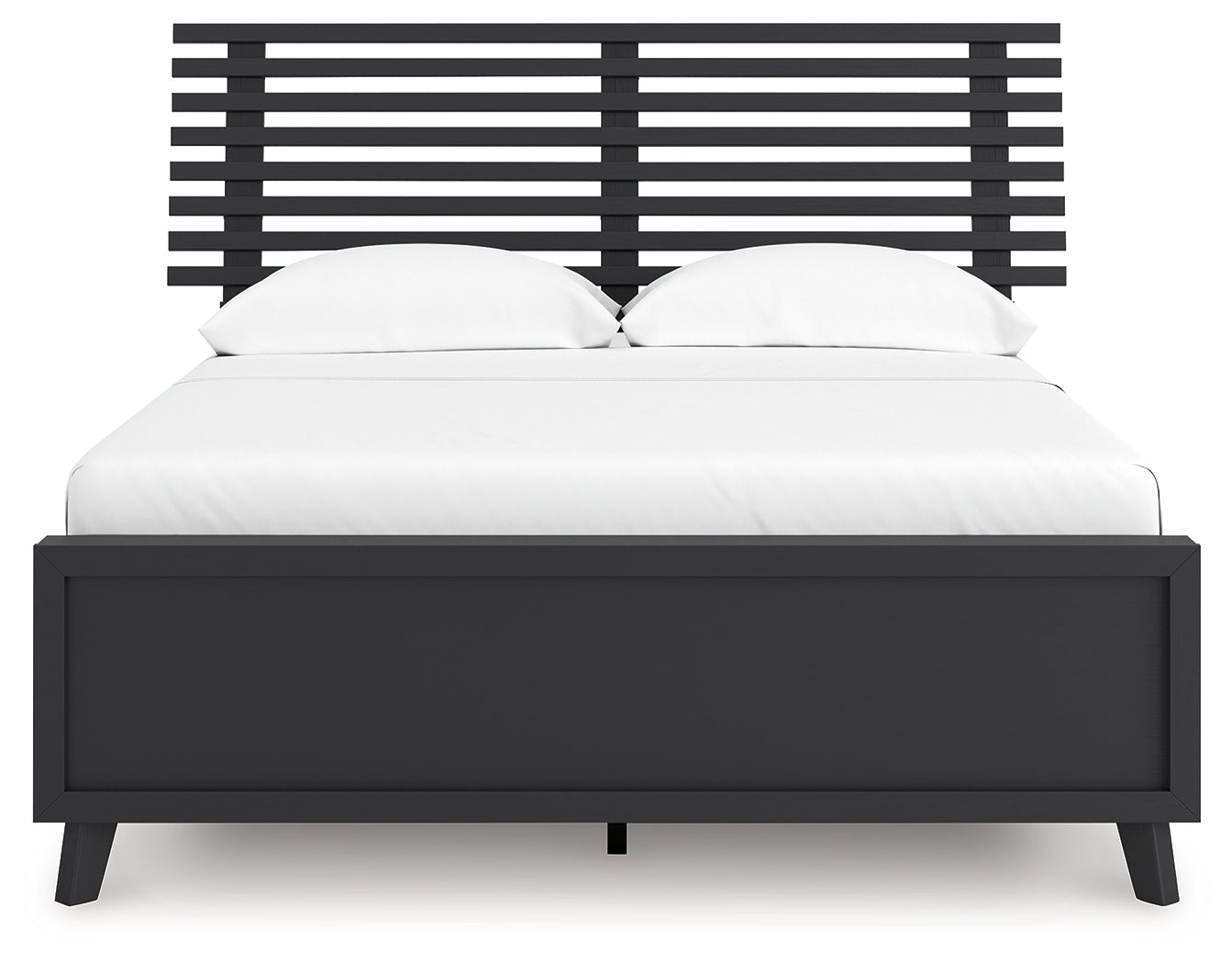 Danziar Black Full Slat Panel Platform Bed, Dresser and Mirror