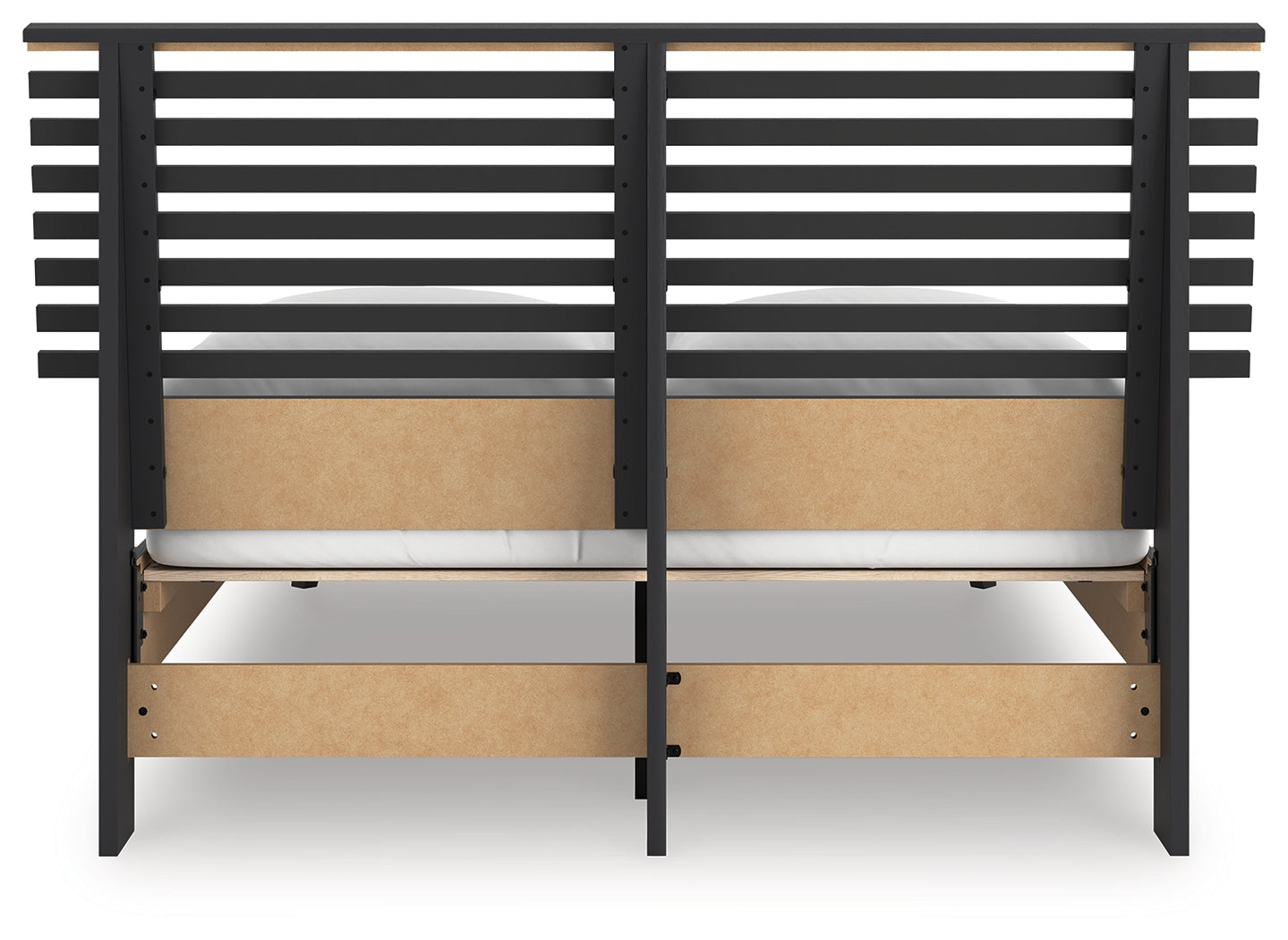 Danziar Black Full Slat Panel Platform Bed, Dresser and Mirror