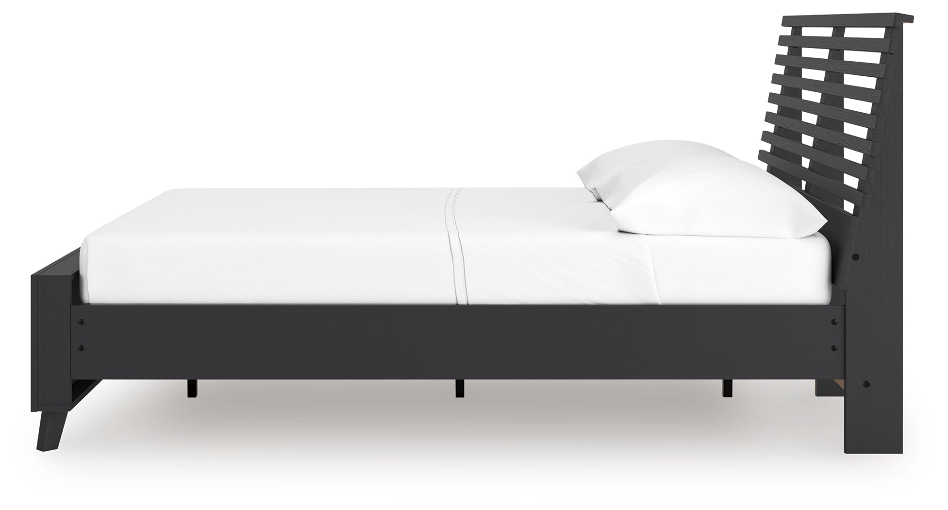 Danziar Black Full Slat Panel Platform Bed, Dresser and Mirror