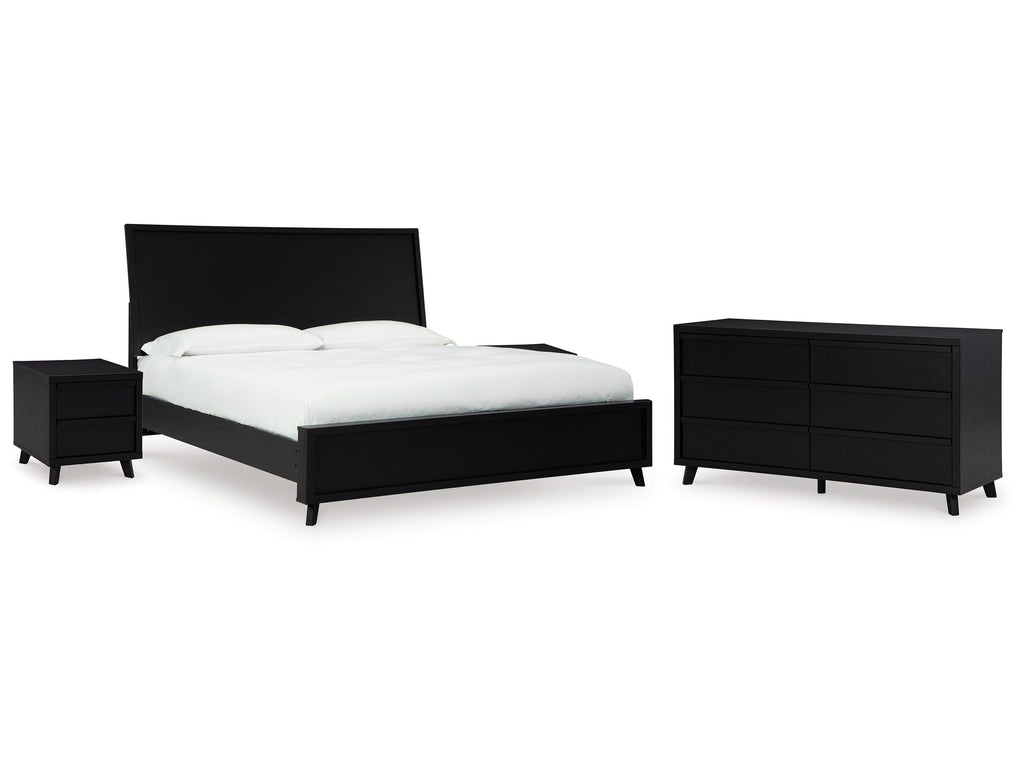 Danziar Black King Panel Bedroom Set with Dresser and 2 Nightstands