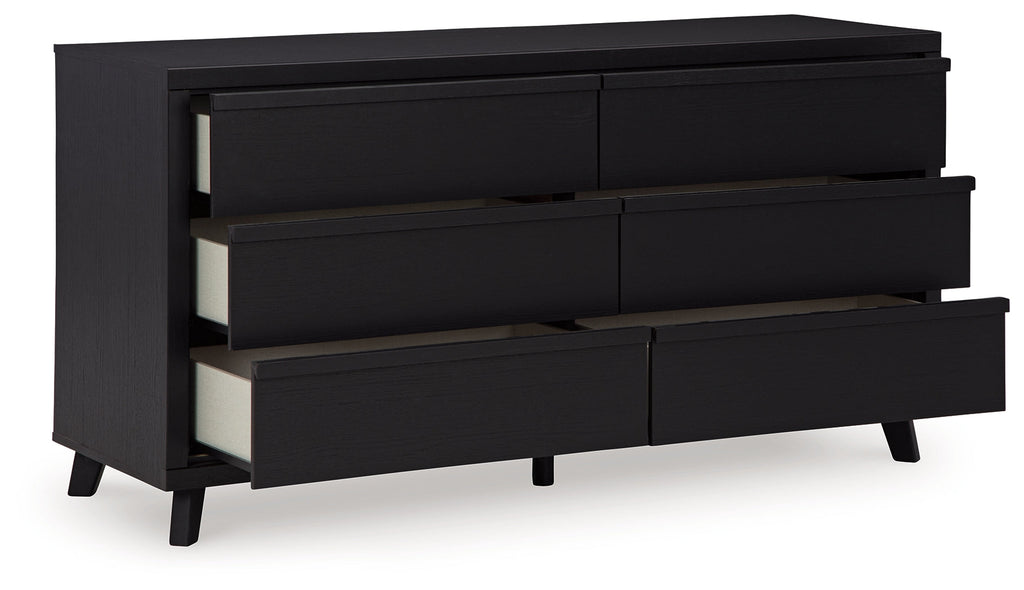Danziar Black Queen Panel Bed and Dresser