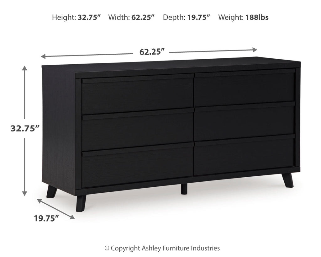 Danziar Black Queen Panel Bed and Dresser