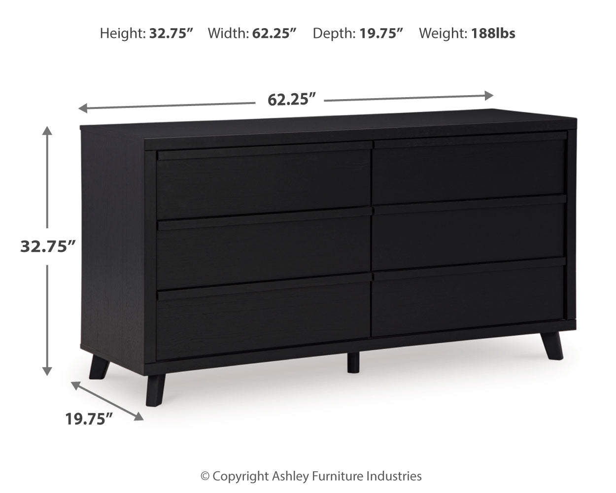 Danziar Black Queen Panel Bed and Dresser