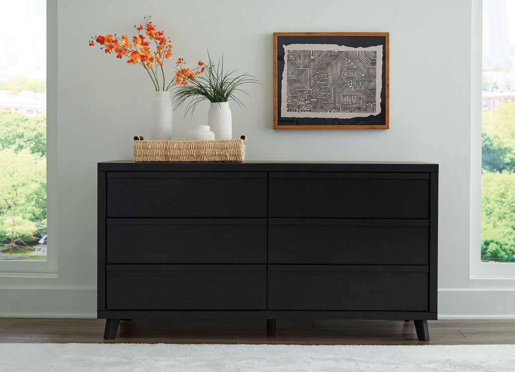 Danziar Black Queen Panel Bed and Dresser