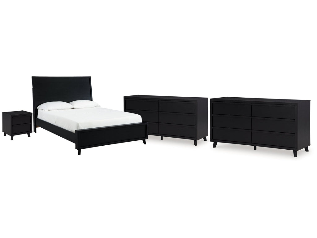 Danziar Black Queen Panel Bedroom Set with 2 Dressers and Nightstand